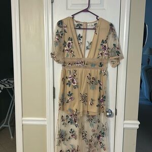 Formal floral maxi sheet overlay romper  - medium